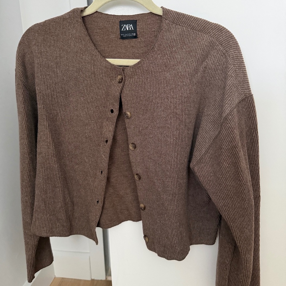 Zara Ribbed Soft Cardigan - Size S